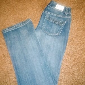 INC. Silver Stud Bootcut Jeans, Size 0